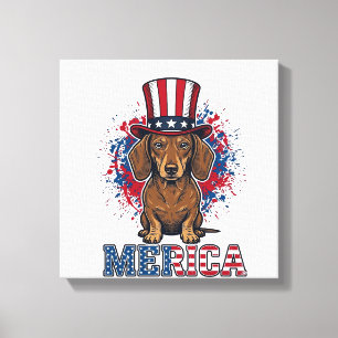 Patriotic Dachshund Merica Vintage Dog Shirt_1 Canvas Print