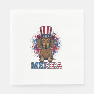 Patriotic Dachshund Merica Vintage Dog Shirt_1 Napkin