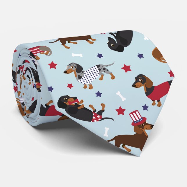 Patriotic Dachshund Neck Tie (Rolled)