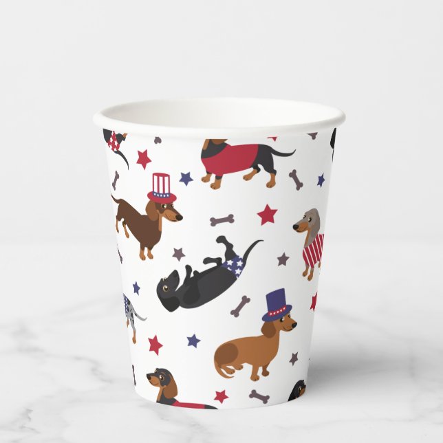 Patriotic Dachshund Paper Cups (Front)