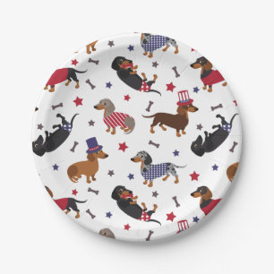 Patriotic Dachshund Paper Plate