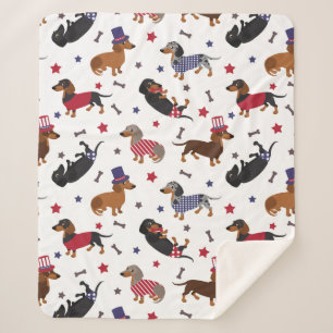 Patriotic Dachshund Sherpa Blanket
