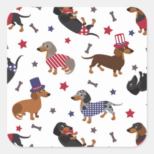 Patriotic Dachshund Square Sticker
