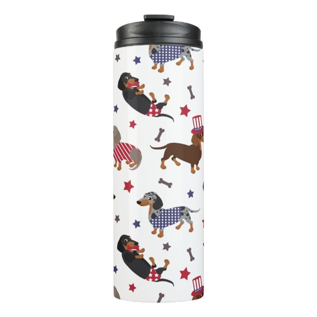 Patriotic Dachshund Thermal Tumbler (Front)