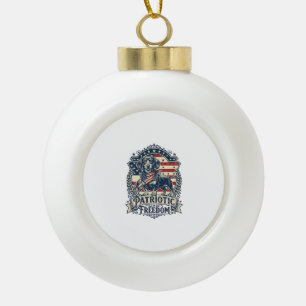 Patriotic Dachshund Vector Graphic Tee_1 Ceramic Ball Christmas Ornament