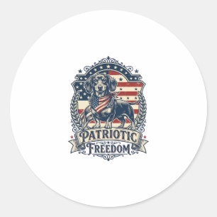 Patriotic Dachshund Vector Graphic Tee_1 Classic Round Sticker