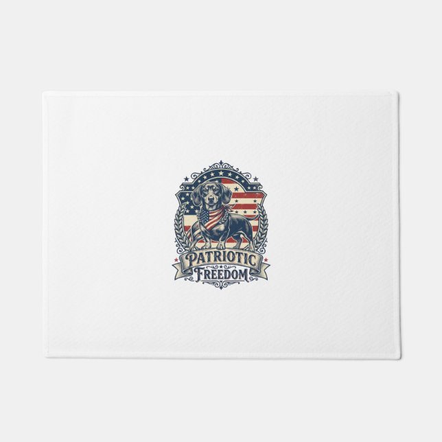 Patriotic Dachshund Vector Graphic Tee_1 Doormat (Front)