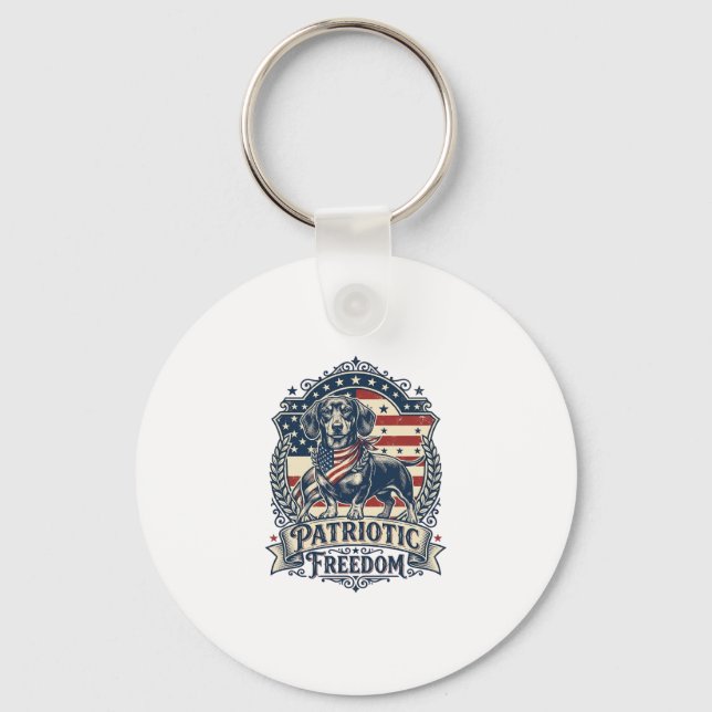 Patriotic Dachshund Vector Graphic Tee_1 Key Ring (Front)