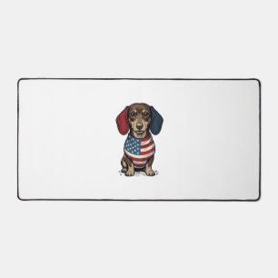 Patriotic Dachshund Vintage Engraving Vector Desig Desk Mat