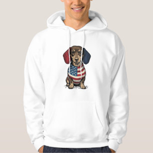 Patriotic Dachshund Vintage Engraving Vector Desig Hoodie
