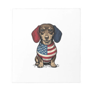 Patriotic Dachshund Vintage Engraving Vector Desig Notepad