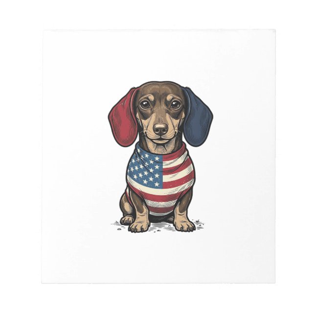 Patriotic Dachshund Vintage Engraving Vector Desig Notepad (Front)