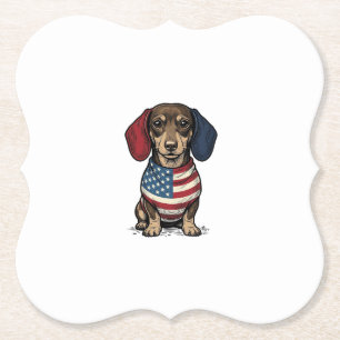 Patriotic Dachshund Vintage Engraving Vector Desig Paper Coaster