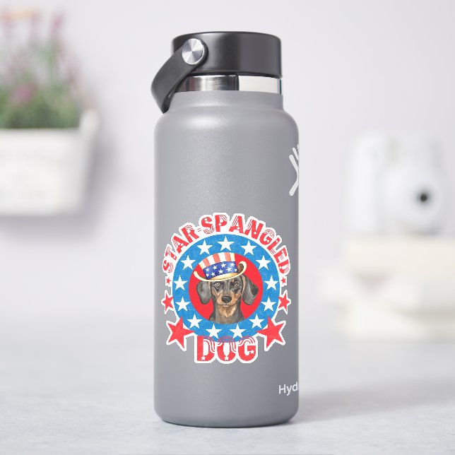 Patriotic Dachshund Vinyl Sticker (HydroFlask)