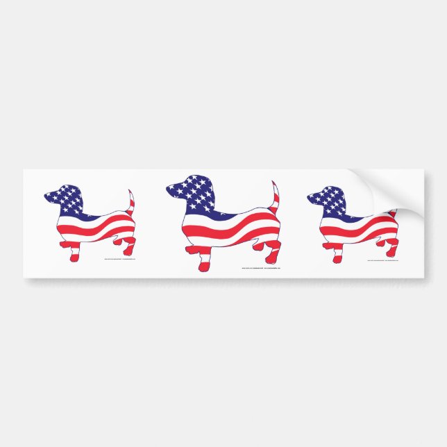 Patriotic Dachshund / Wiener Bumper Sticker (Front)