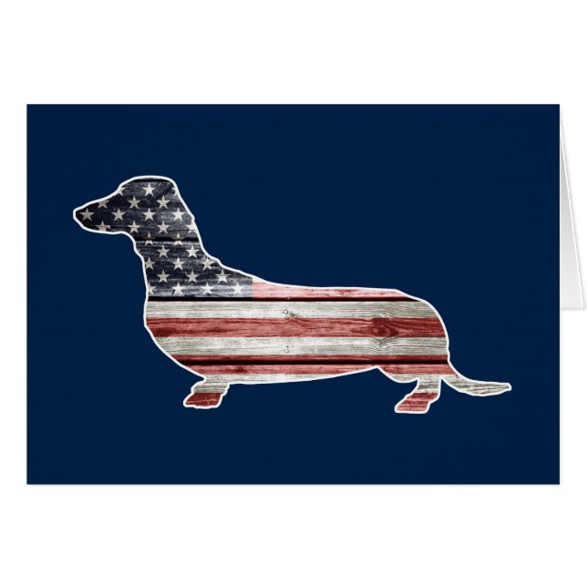 Patriotic Dachshund with American Flag (Front Horizontal)