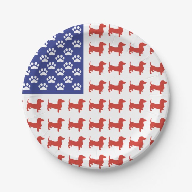 Patriotic Dachshunds Paper Plate (Front)