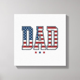 Patriotic Dad American Flag Vintage Vector Design_ Canvas Print