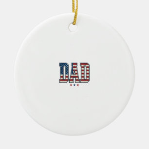 Patriotic Dad American Flag Vintage Vector Design_ Ceramic Tree Decoration