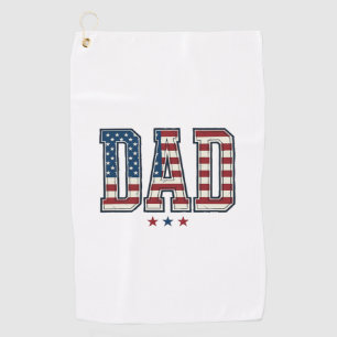 Patriotic Dad American Flag Vintage Vector Design_ Golf Towel