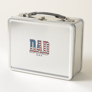 Patriotic Dad American Flag Vintage Vector Design_ Metal Lunch Box