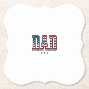 Patriotic Dad American Flag Vintage Vector Design_ Paper Coaster