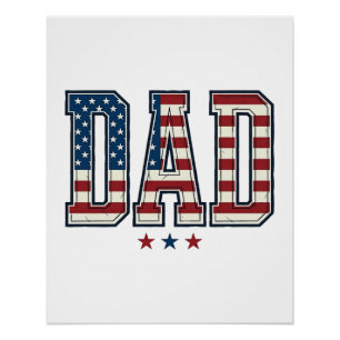 Patriotic Dad American Flag Vintage Vector Design_ Poster