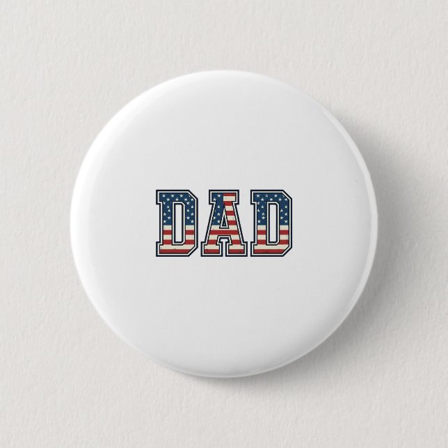Patriotic Dad Flag Lettering Vector Design_1 6 Cm Round Badge (Front)