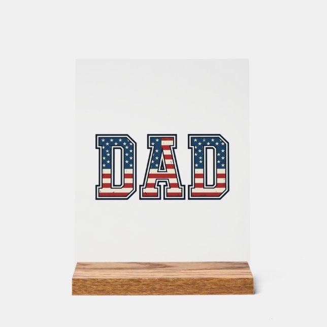 Patriotic Dad Flag Lettering Vector Design_1 Acrylic Sign (Front)