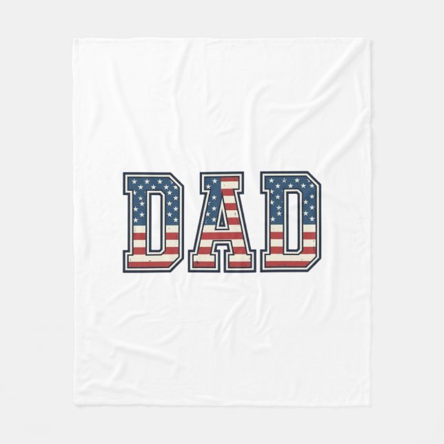 Patriotic Dad Flag Lettering Vector Design_1 Fleece Blanket (Front)