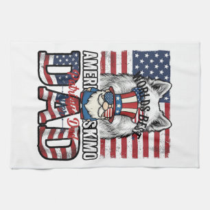 Patriotic Dad Gnome Vintage Vector Shirt Design_1 Tea Towel