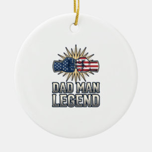 Patriotic Dad Man Legend Vintage T-Shirt Design_1 Ceramic Tree Decoration