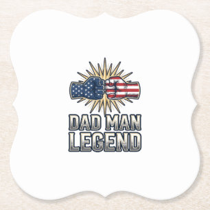 Patriotic Dad Man Legend Vintage T-Shirt Design_1 Paper Coaster