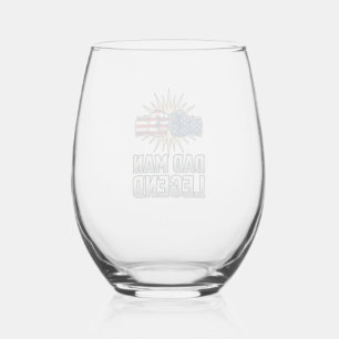 Patriotic Dad Man Legend Vintage T-Shirt Design_1 Stemless Wine Glass