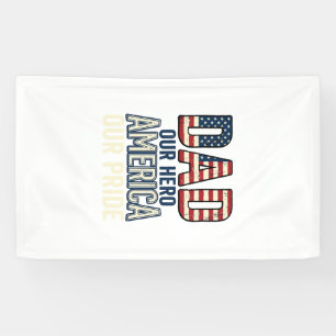 Patriotic Dad Our Hero Vintage Father Shirt Design Banner