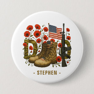 Patriotic Dad – USA Flag with Combat Boots 7.5 Cm Round Badge
