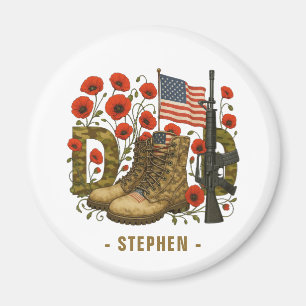 Patriotic Dad – USA Flag with Combat Boots Magnet