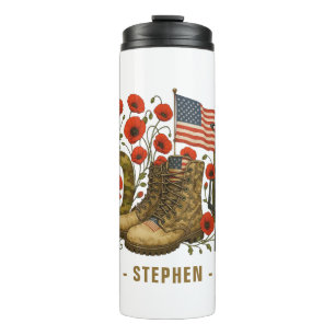 Patriotic Dad – USA Flag with Combat Boots Thermal Tumbler
