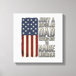 Patriotic Dad Vintage Flag Quote Shirt Design_1 Canvas Print
