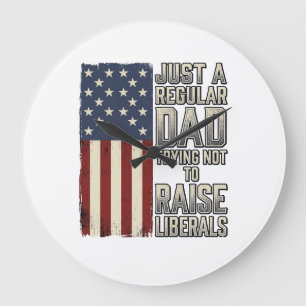 Patriotic Dad Vintage Flag Quote Shirt Design_1 Large Clock