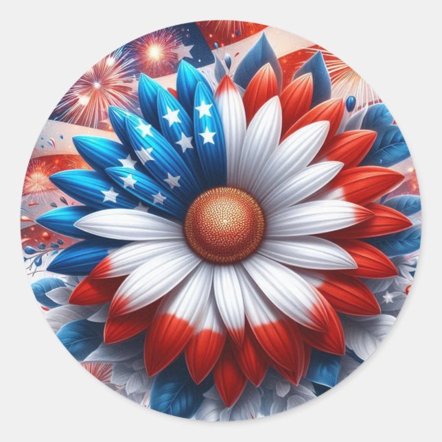 Patriotic Daisy Independence Day Envelope Seal (Front)