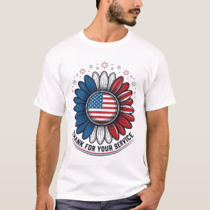 Patriotic Daisy Thank For Your Service Shirt Desig