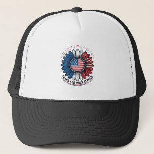Patriotic Daisy Thank For Your Service Shirt Desig Trucker Hat
