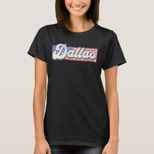 Patriotic Dallas USA Flag Stripe Vintage City Dall T-Shirt