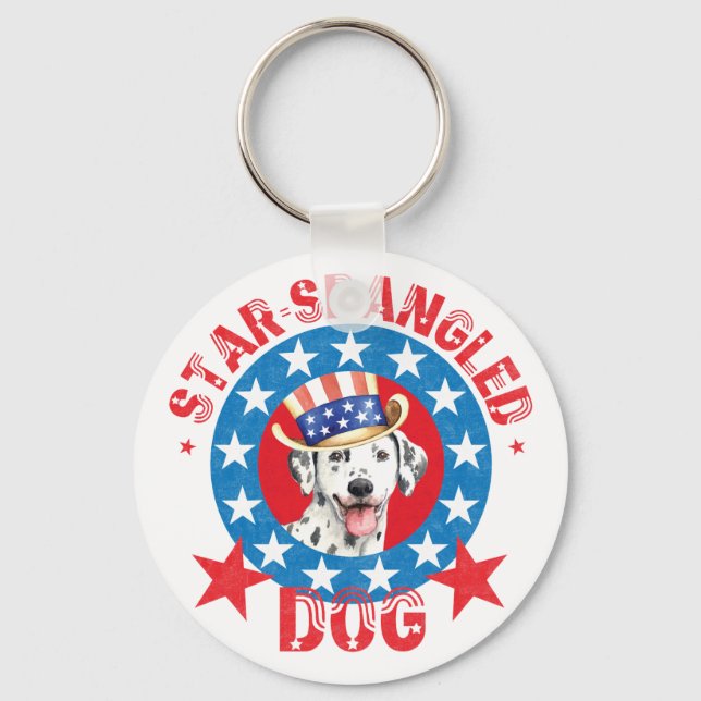 Patriotic Dalmatian Key Ring (Front)