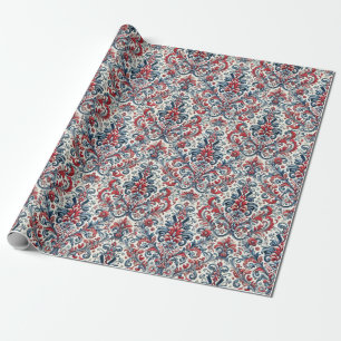 Patriotic Damask Wrapping Paper