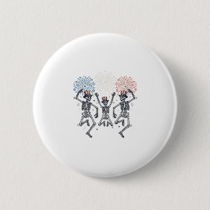 Patriotic Dancing Skeleton Fireworks Vintage Shirt 6 Cm Round Badge