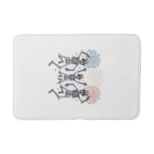 Patriotic Dancing Skeleton Fireworks Vintage Shirt Bath Mat
