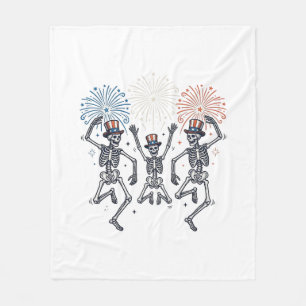 Patriotic Dancing Skeleton Fireworks Vintage Shirt Fleece Blanket