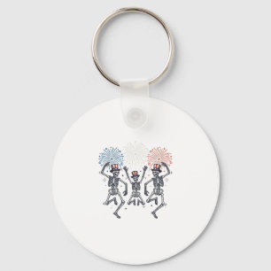 Patriotic Dancing Skeleton Fireworks Vintage Shirt Key Ring